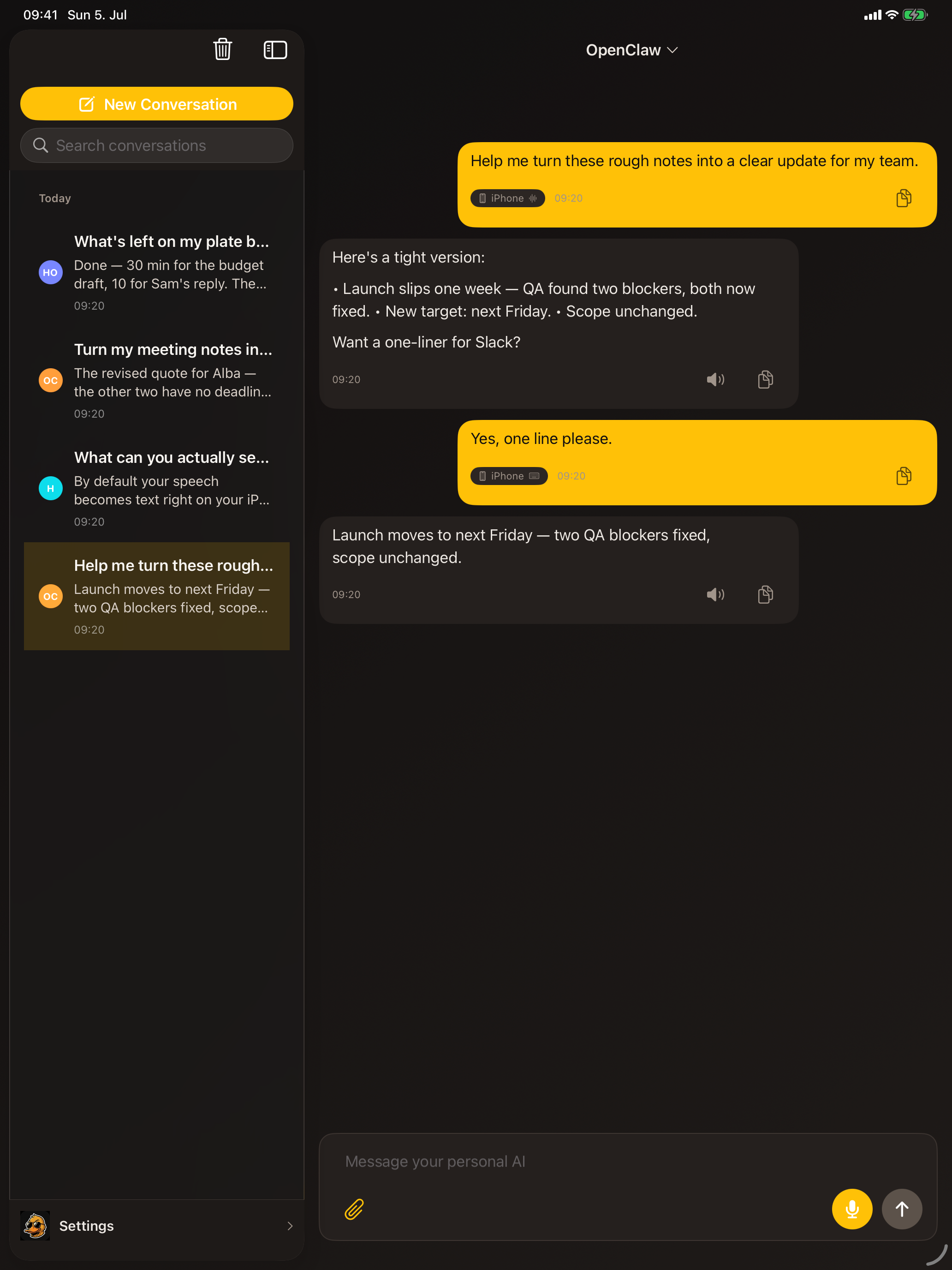 Conduck conversation on iPad.