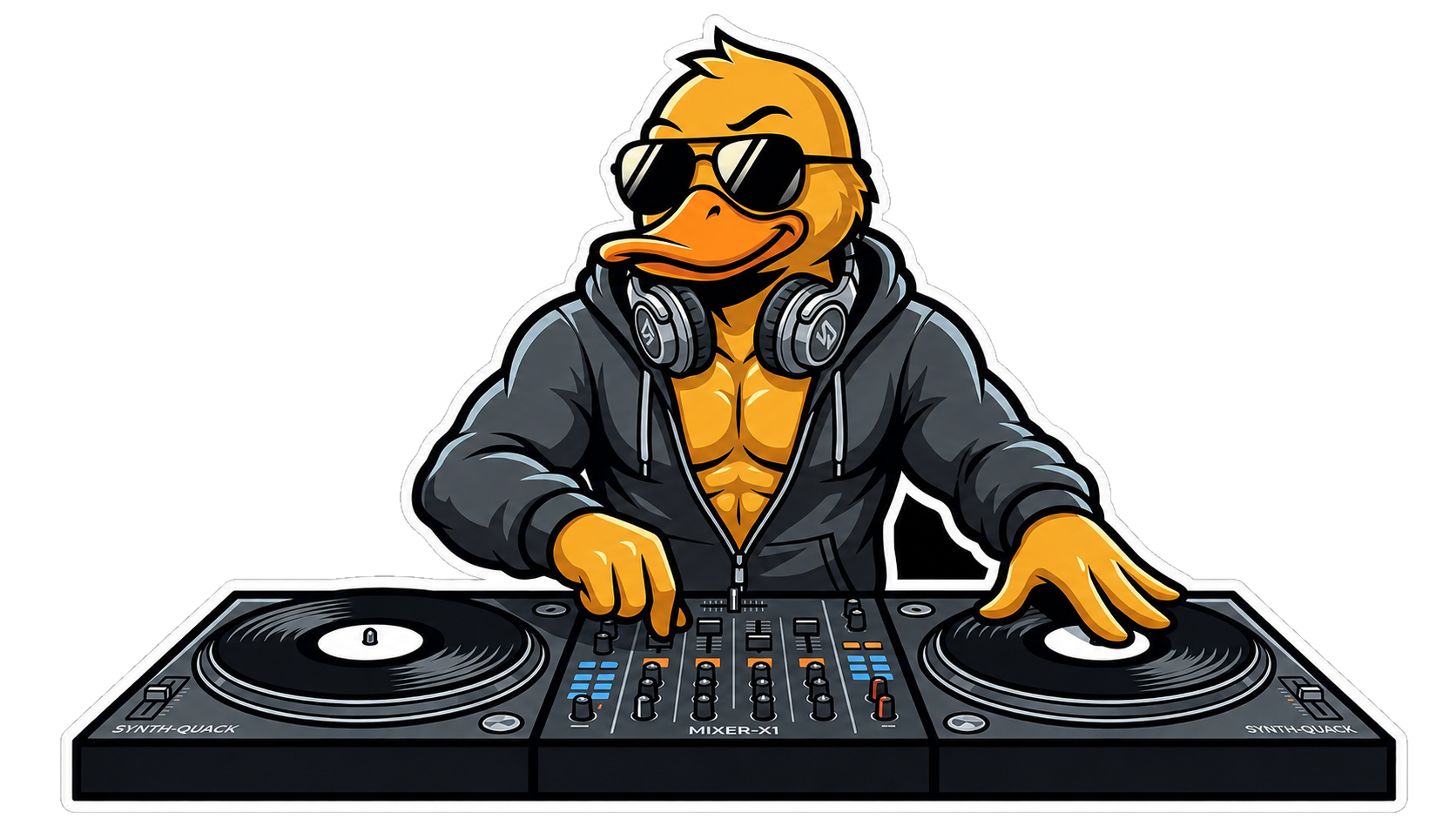 GigaDuck DJing at the decks