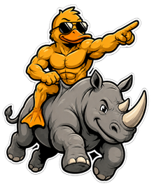 GigaDuck — Riding a rhino pose