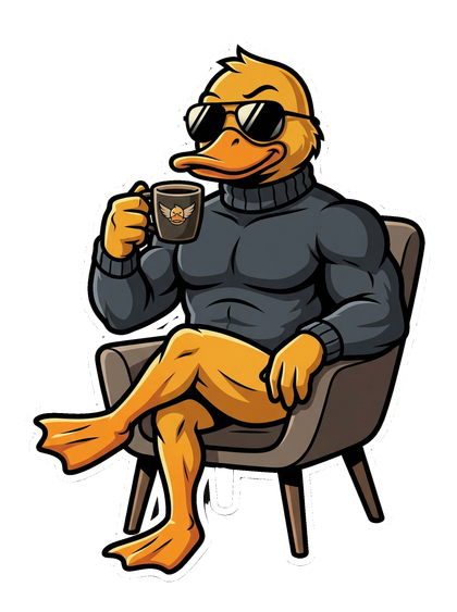 GigaDuck sipping coffee