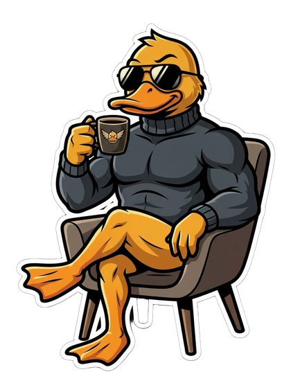 GigaDuck sipping coffee